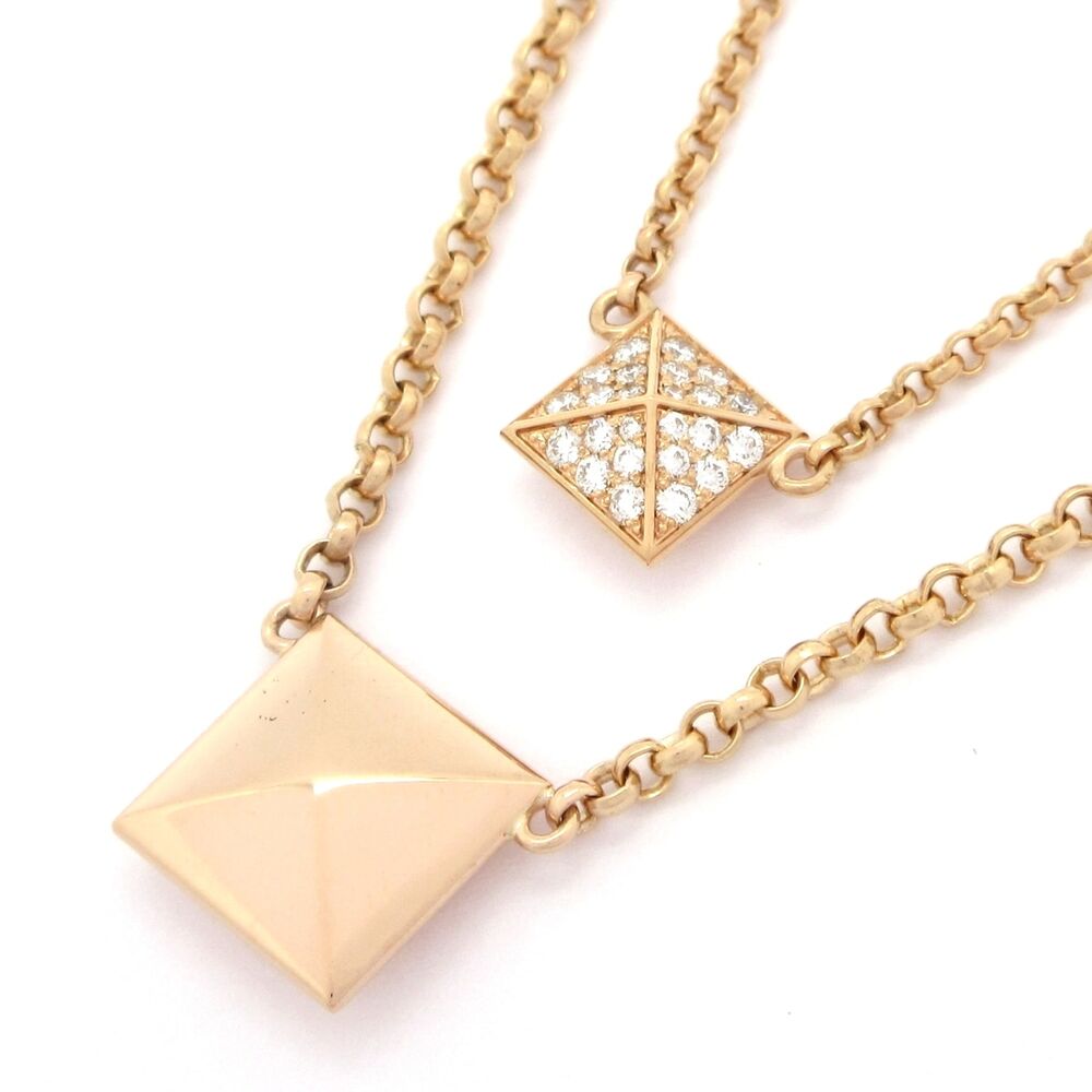 Hermès Clous de H Necklace H223208B 18K Rose Gold Diamond